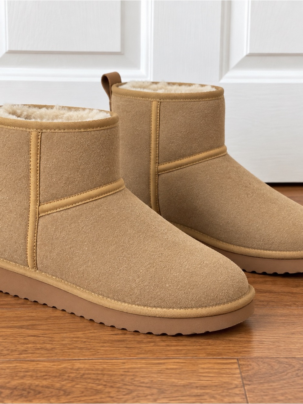 New Cowhide Suede Faux Fur Snow Boots Tan US 9.5–10 EU 41 — Tan